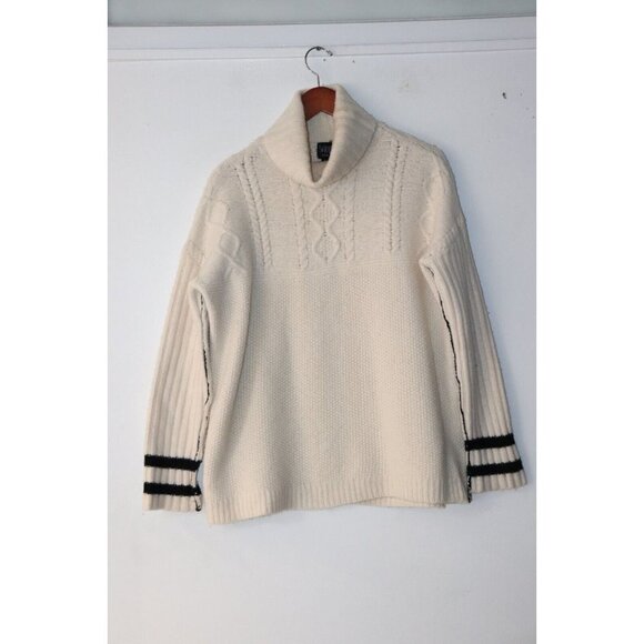 Swildens Sweaters - Swildens Women's Size Large Ivory Turtleneck Sweater 100% Wool Cableknit Shirt